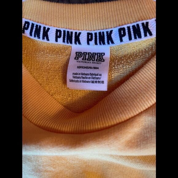 Victoria Secret Pink snap sleeved boyfriend cropped sweatshirt sz S - Picture 3 of 4